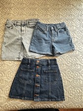 Old Navy and Cat jack Girls Size 8 High-Rise Denim Shorts Skirt Blue Wash
