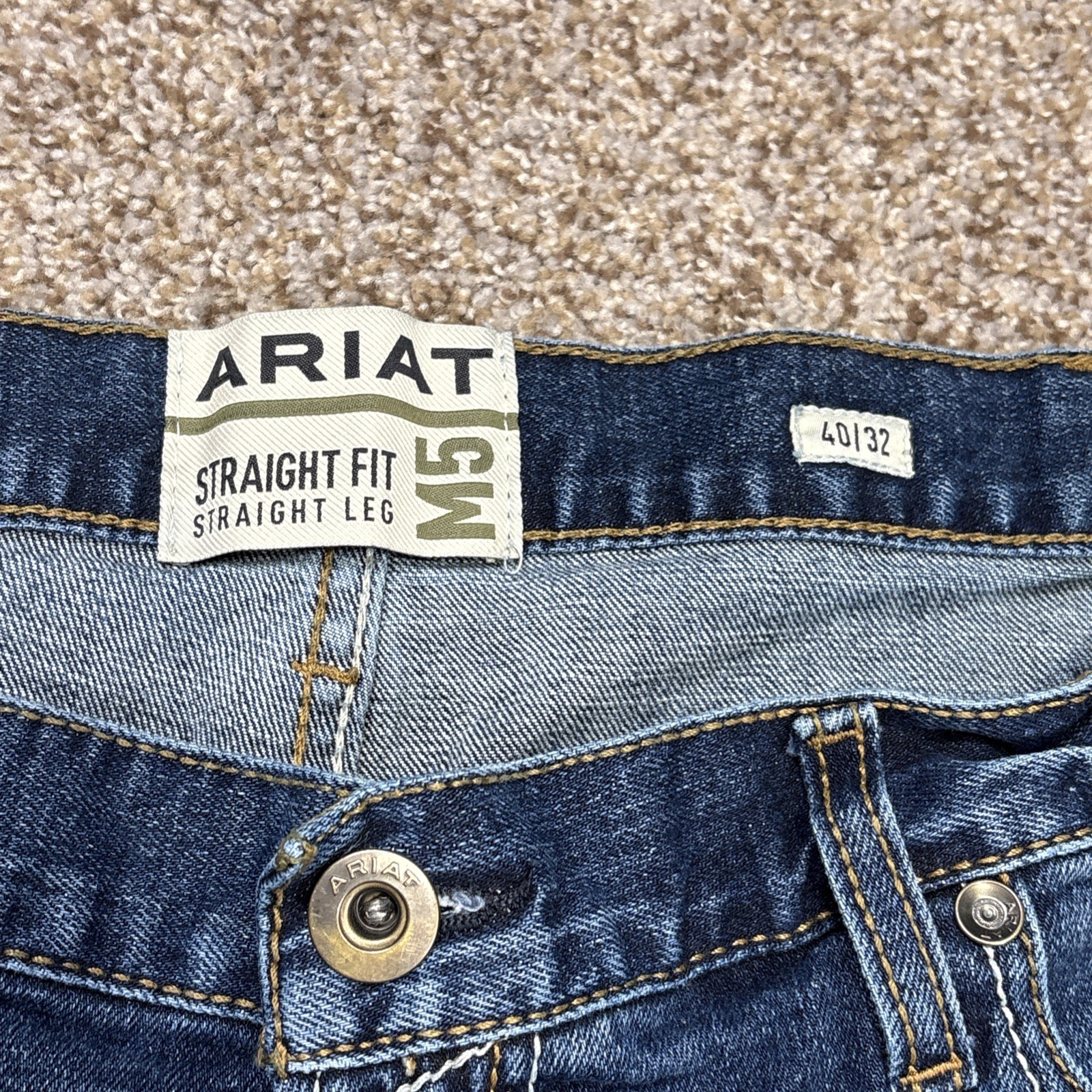 Ariat Denim M5 Jeans Straight Fit Straight Leg Mens 40x32 Heath Wash Fits 39x31 - View 4