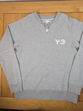 Adidas Vintage Y-3 Yohji Yamamoto  Grey Sweatshirt, Size Large  L,  Notch-Neck