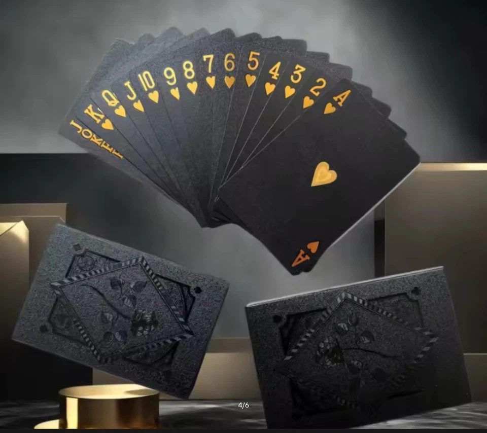 • Jeu de cartes Poker Noir Jaune Waterproof 54 cartes • - Photo 2/4