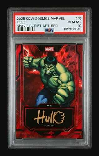 2025 KAKAWOW COSMOS MARVEL HULK SCRIPT SIGNATURES RED 44/75 💥PSA 10💥 POP 1