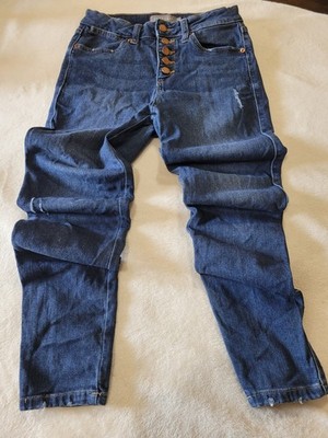 Just USA Women's Blue Dark Denim Jeans 5 Pocket 5 Button 28
