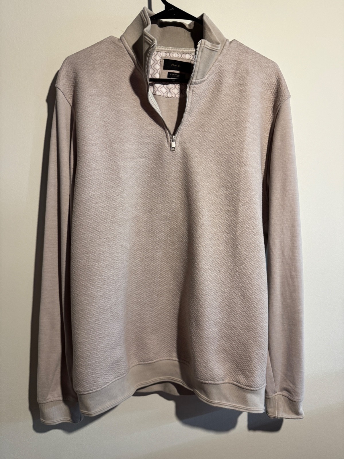 Porter And Ash Sweater Mens Large Tan 1/4 Quarter Zip Pullover Preppy