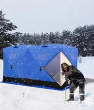 Double Hub 6 Person Tent Ice Fishing Shelter Portable Pop-Up Ice Fishing Tent