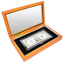 Display Box for Modern Currency Slab Holder Glass Top Wood Case Fit Guardhouse