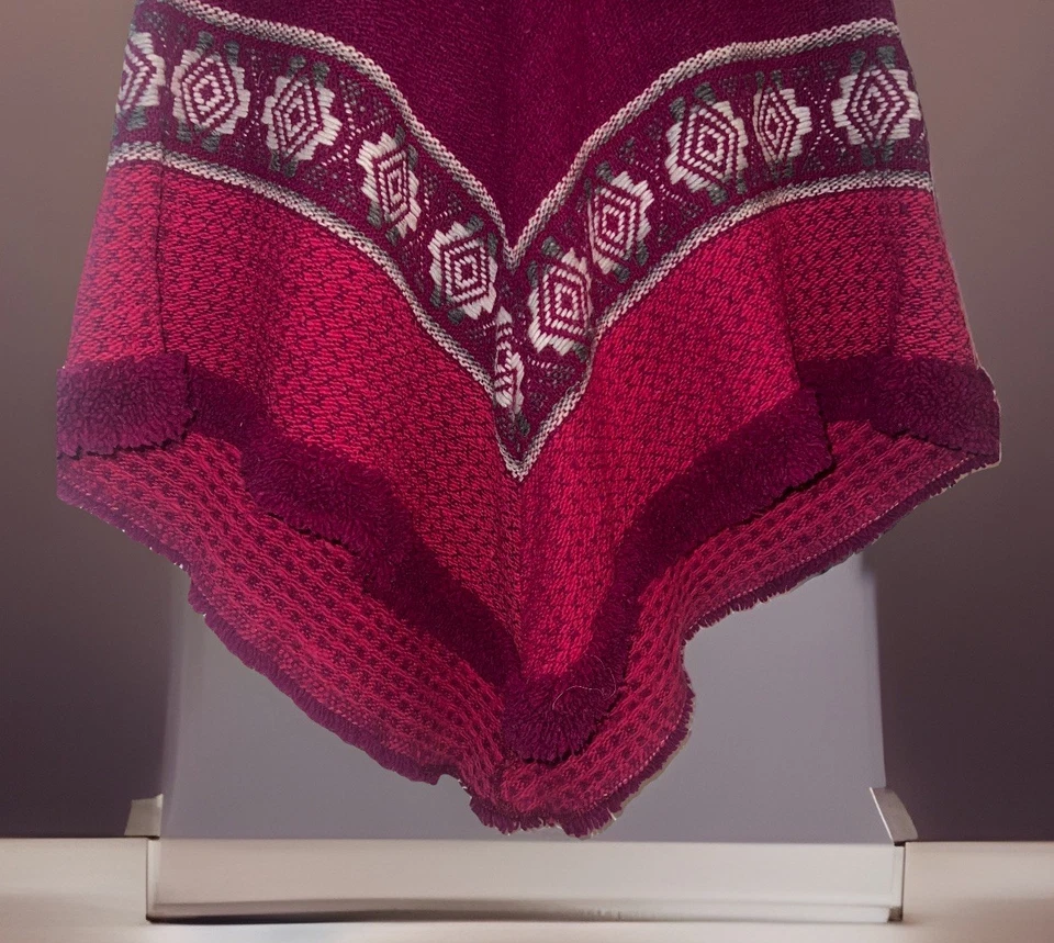 Poncho MILMARTE Azteca Navajo Multicolor Lana Con Capucha Serape Ecuador Étnico Boho Foto 3 de 4