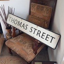 Original Vintage Street Name Sign Thomas Sreet. Large Decorative sign Man Cave.