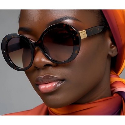 Oversized Tortoiseshell Sunglasses Women Round Gradient Lenses Gold Accents 2026
