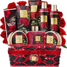 Valentine's Day Gift Basket for Her - Exotic Rose  Spa Bath  Body Set for Wome