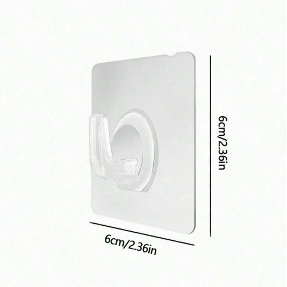 10 x Self Adhesive Wall Hooks Heavy Duty Stick On Door Hanger Sticky Home Decor - Image 2 of 4