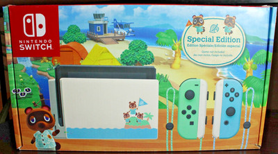 Nintendo Switch Animal Crossing Special Edition Console CIB  W/256 GB Micro SDXC