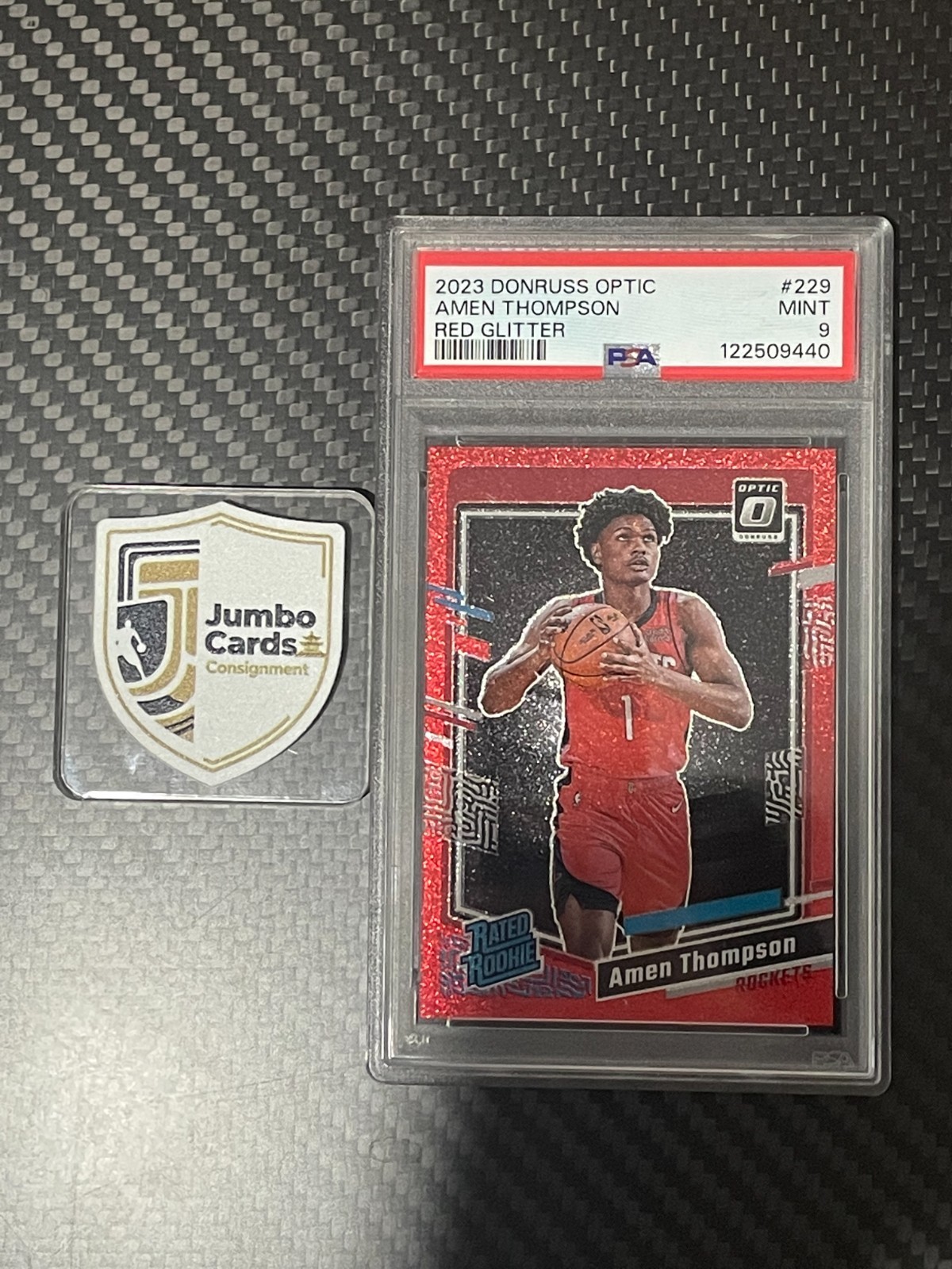 Amen Thompson 2023-24 Panini Donruss Optic Red Glitter /75 PSA 9