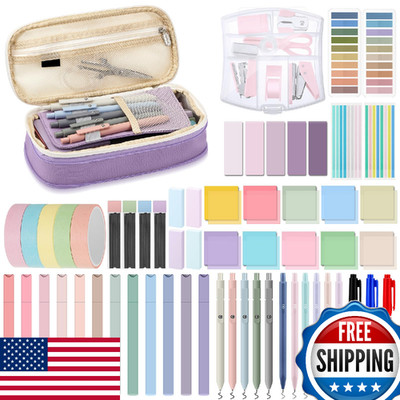 Sinload 60 Pcs Aesthetic Book Annotation Kit, Pencil Case, Highlighters, Pens, N