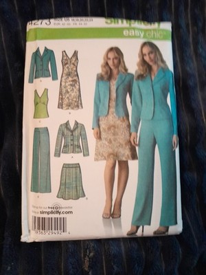 Simplicity 4273 Size 16-24 U5 Jacket Pants Skirt & Dress or Top Pattern Uncut
