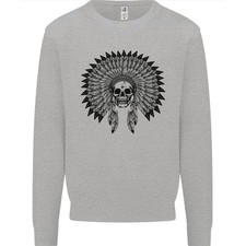 Indian Totenkopf Kopfschmuck Biker Motorrad Herren Sweatshirt Pulli