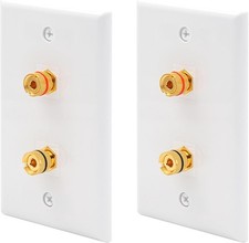VCE UL-Listed Speaker Wall Plate Gold-Plated, 2-Port Keystone Wall Plate with Ba