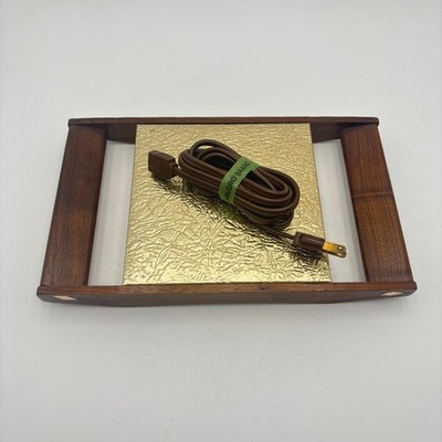 Vintage Tricolator HT-66A Electric Warming Tray Gold Walnut MCM Tested Working