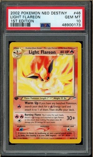 Light Flareon (1st Edition) graded PSA 10 for sale on eBay