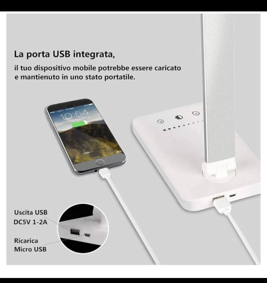 Lámpara de Mesa Escritorio LED Plegable Escritorio Lectura Dormitorio Oficina Lámparas Accesorios Negro Foto 3 de 4