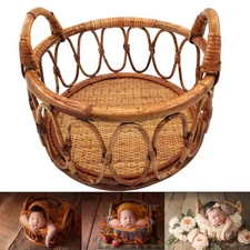 Basket Newborn Photography Round Rattan Woven Props Baby Photo Pose Infant Decor