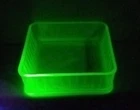 Anchor Hocking Green Square Ribbed Uranium Glass Refrigerator Dish No Lid