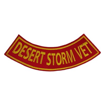 DESERT STORM VET Rocker Patch - 10.5'' x 2.5'' Large Red & Gold Biker Vest Jacket