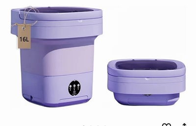 #ad Purple Collapsible Portable 16L Top Loading Compact Mini Washing Machine $58.09