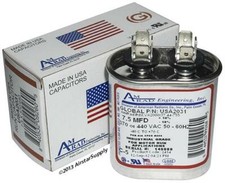 7.5 MFD x 370 / 440 VAC Oval Run Capacitor AmRad USA2031 - Made in USA