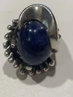 Vintage, Unique MATEO Taxco Mexico 950 Sterling Silver & Blue Lapis Ring