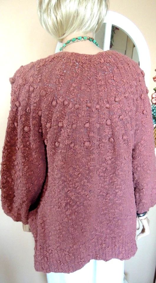 Strickjacke (Ziegelrot) von Hand gestrickt Gr. 42 - Bild 4 von 4