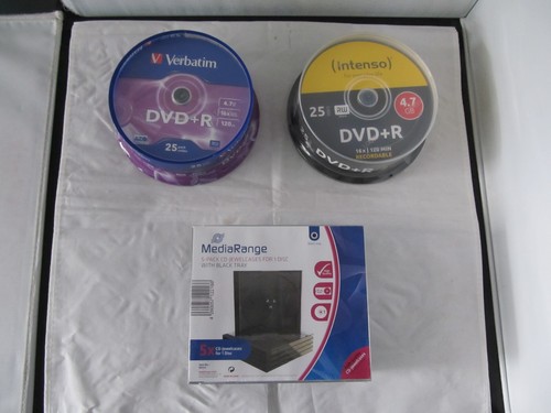 DVD Rollinge 2 x je 25 Stück von Intenso & Verbatim 4,7 GB und 5 leere CD-Boxen