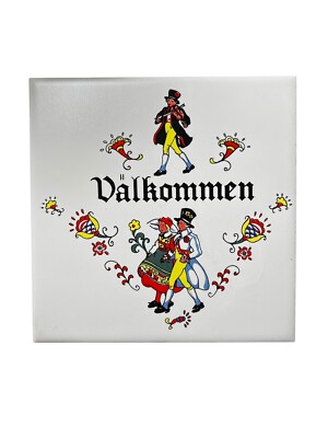 Bergquist Swedish 6'' Valkommen Welcome Tile Trivet Excellent Used Condition