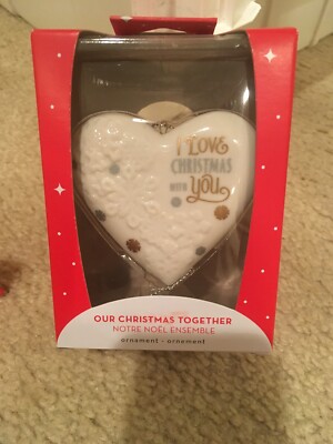 Carlton/American Greetings Love Porcelain Heart Christmas Ornament Romantic Stoc