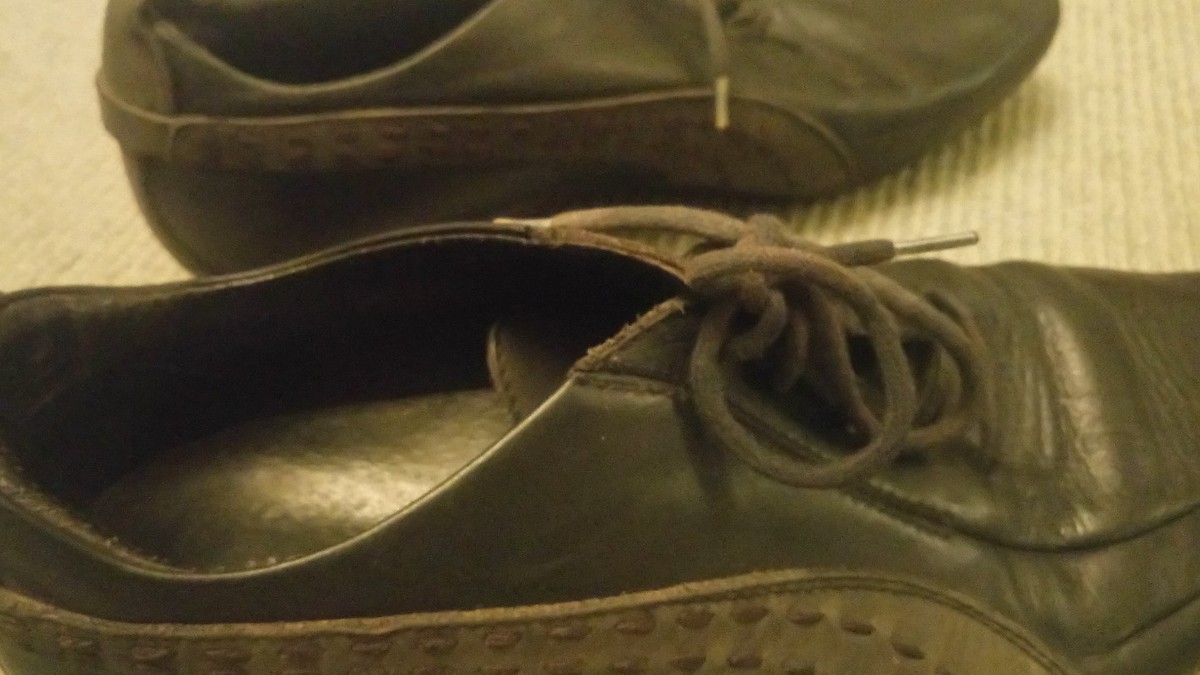 Damaged Vintage Puma 96 Hours Leather Italian Shoes Black EU44
