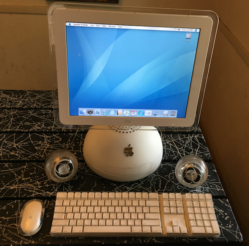 Working Apple iMac G4 15” 800mhz 768Mb RAM 60Gb HDD Keyboard Mouse & Speakers