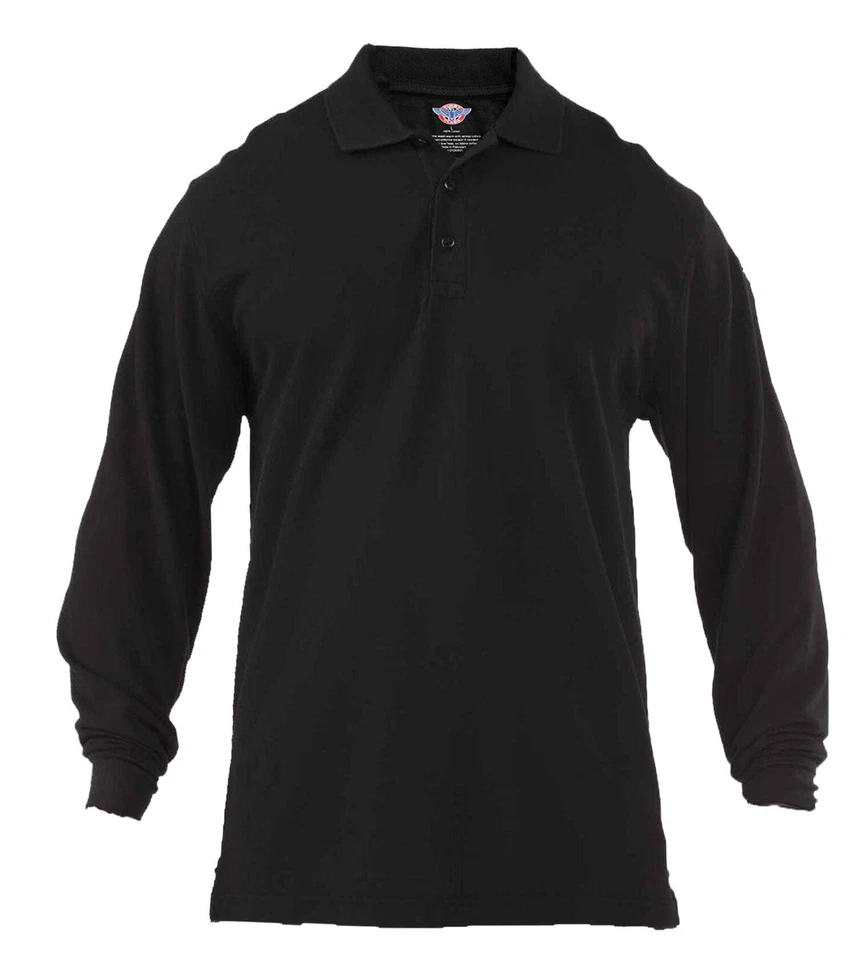 Camiseta polo táctica de algodón de punto resistente a las arrugas elástica manga larga Foto 2 de 4