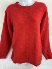 Vintage Rafaella Red Angora Lambswool Soft Plush L Sleeve Pullover Sweater M