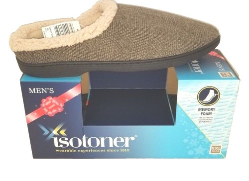 ISOTONER Slippers Mens Size 13 14 Tan Slip On Plush Lined  display picture 3