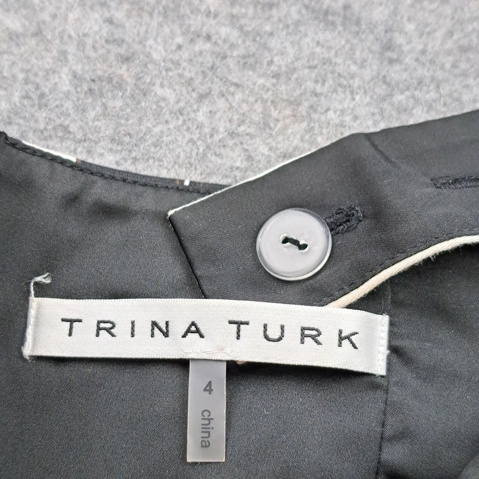 Trina Turk Dress Women Size 4 Bellicity Cutout Black White Flowy Sleeveless Ikat - Image 2 of 4