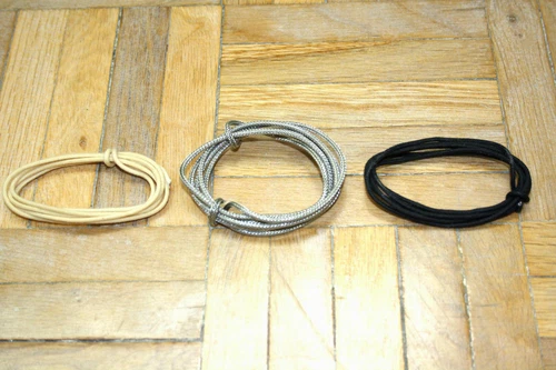GAVITT 3m BLACK & WHITE & VINTAGE SILVER BRAIDED WIRE GIBSON EPIPHONE GUITAR