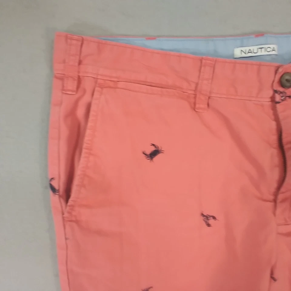 Nautica Shorts men's 36 x 9 pink slim fit cotton Critter Crab Lobster - Image 2 of 4