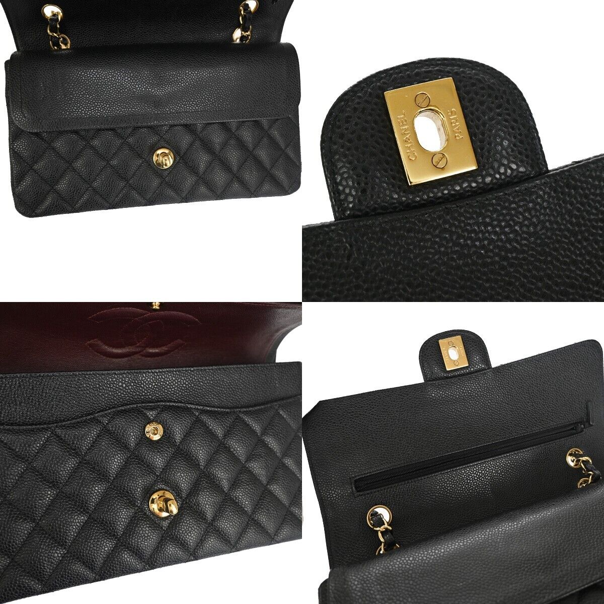 CHANEL CC Matelasse 25 Double Flap Chain Shoulder Bag Caviar CHANEL CC Matelasse 25 Double Flap Chain Shoulder Bag Caviar