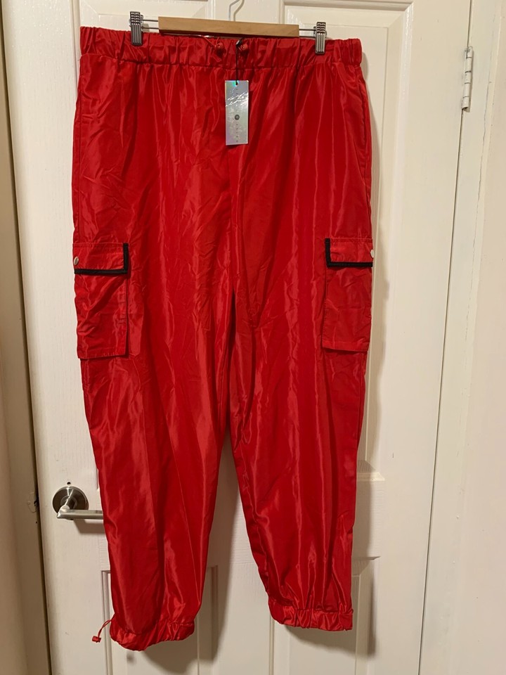 Daisy Street Curve Womens Red Drawstring Parachute Pants Size 20 - NWT