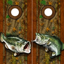 Cornhole Decals Wraps Fishing Graphics Bass Fishing Forest Camouflage 0L1R