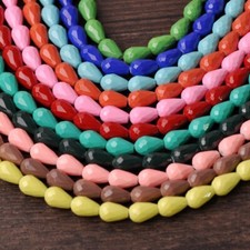Colorful Coated Teardrop Faceted 8x6mm 12x8mm 15x10mm Opaque Glass Loose Beads
