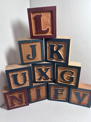 Wood Decorative Letter Painted Blocks Tiles Lot Lot14