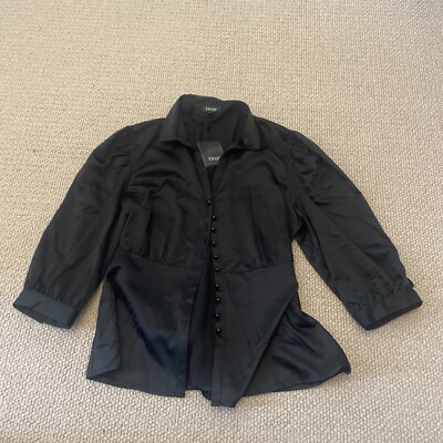 Elogy designer Spanish El Corte Ingles Black Silky Blouse Shirt Bnwt 40 Or 10 Uk