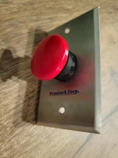 Push Button 1 5/8" Diameter Plastic Red Button DPST Momentary DynaLock Palm