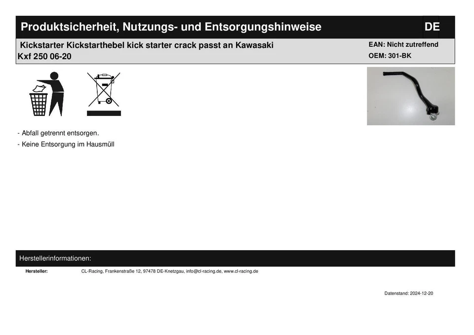 Kickstarter Kickstarthebel kick starter crack passt an Kawasaki Kxf 250 06-20 - Bild 4 von 4