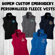 Ink Stitch Design Your Own Custom Logo Texts Stitching Women Slim Fleece Vests